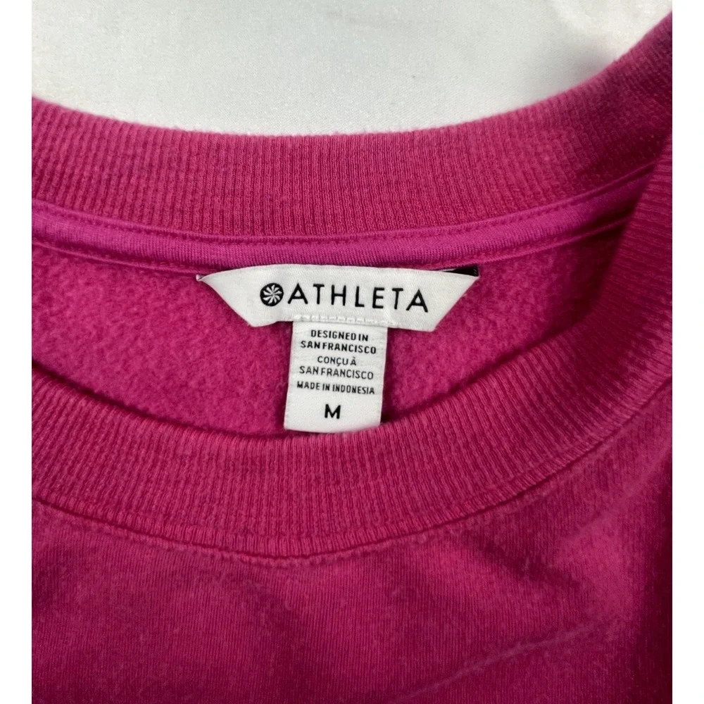 ATHLETA WOMENS MEDIUM PINK CREWNECK SWEATSHIRT HI LOW HEM LONG SLEEVE ATHLEISURE - Picture 11 of 12